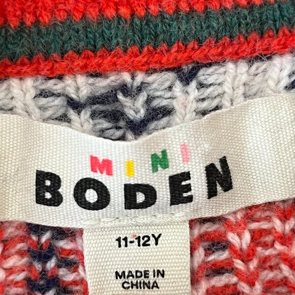 Mini Boden Boy's All Over Christmas Fair Isle Sweater 11-12 Years Wool Blend - Picture 9 of 15